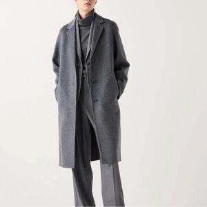 UNIQLO Chesterfield Coat double-face wool cashmere blend Sz XXS NWT Gray